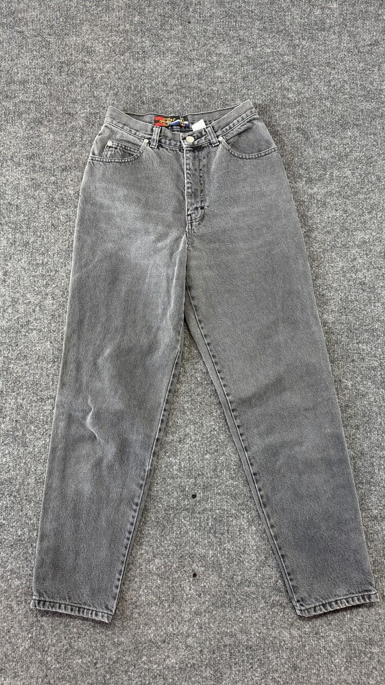 Vintage Sasson Jeans Womens XS Charcoal Gray Mid Rise Tapered Ankle Zip Denim